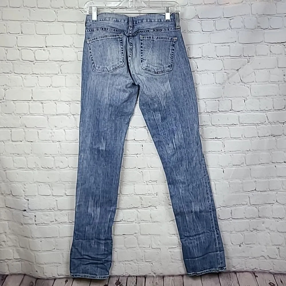 J.Crew Matchstick Jeans 25 Cloud Nine Wash Distressed Straight Leg Denim Y2K
